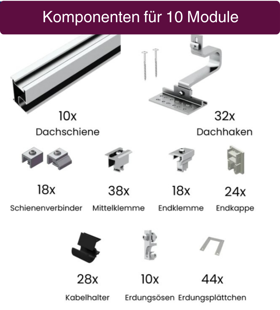 Clenergy Unterkonstruktion | Schrägdach | Standardhaken