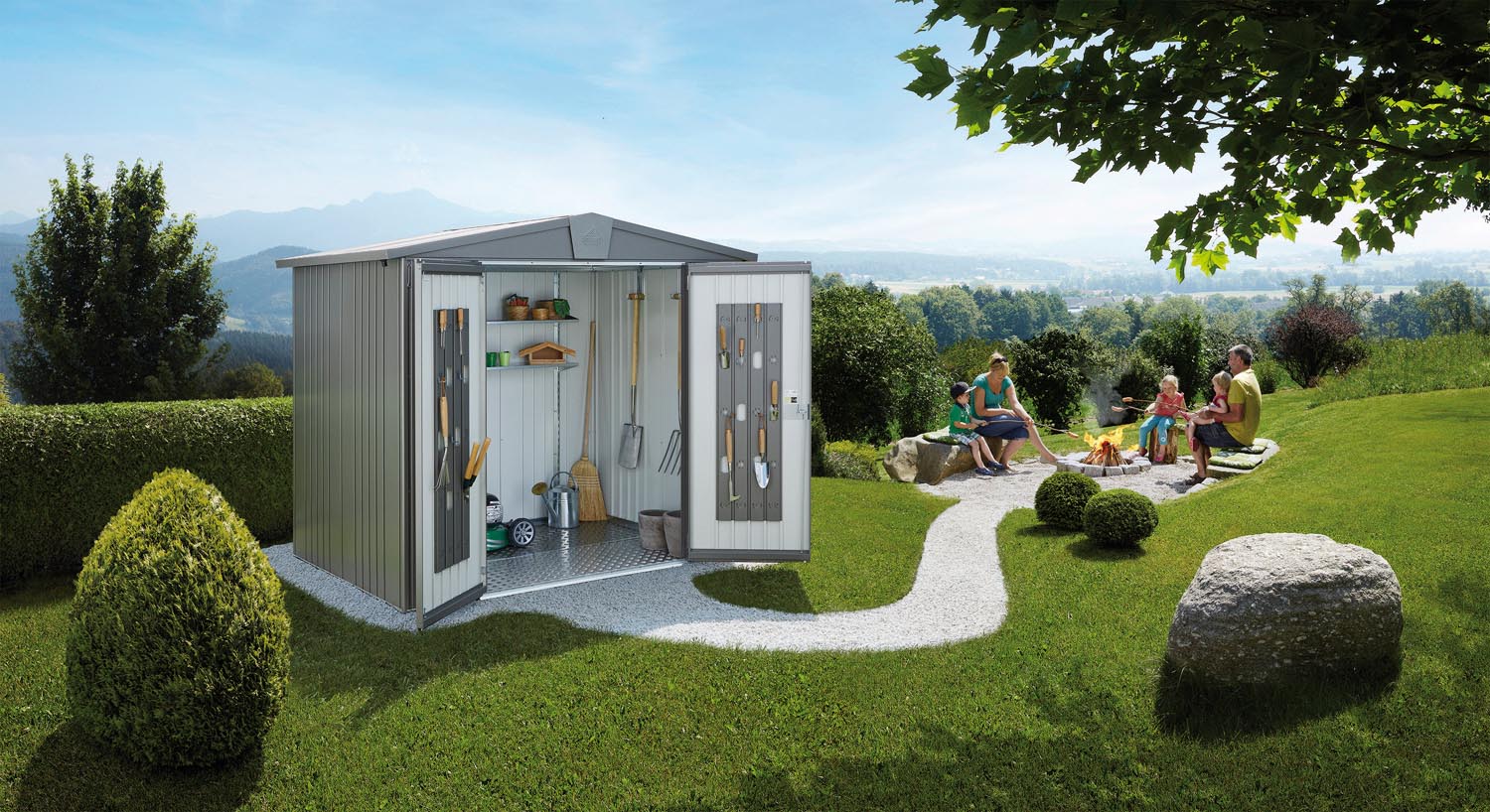 Biohort EUROPA Qualitäts-Geräteschuppen aus Metall | 172 x 84 x 196 cm