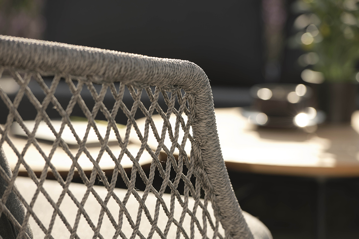STERN Lounge-Sessel ODEA Aluminium schwarz matt/Kordel salt/Kissen Outdoorstoff cream STERN Lounge-Sessel ODEA Aluminium schwarz matt/Kordel salt/Kissen Outdoorstoff cream