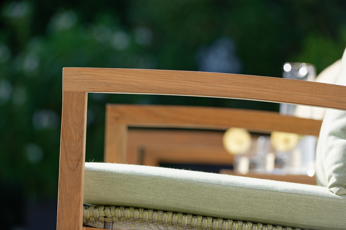 STERN Lounge-Sessel LEAH Teak mit Kordel farngrün STERN Lounge-Sessel LEAH Teak mit Kordel farngrün