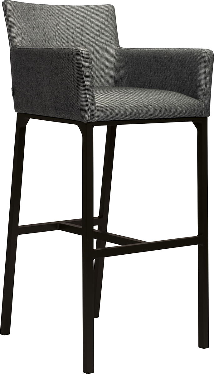 STERN Bar-Sessel Artus Aluminium schwarz matt Bezug Outdoorstoff seidenschwarz