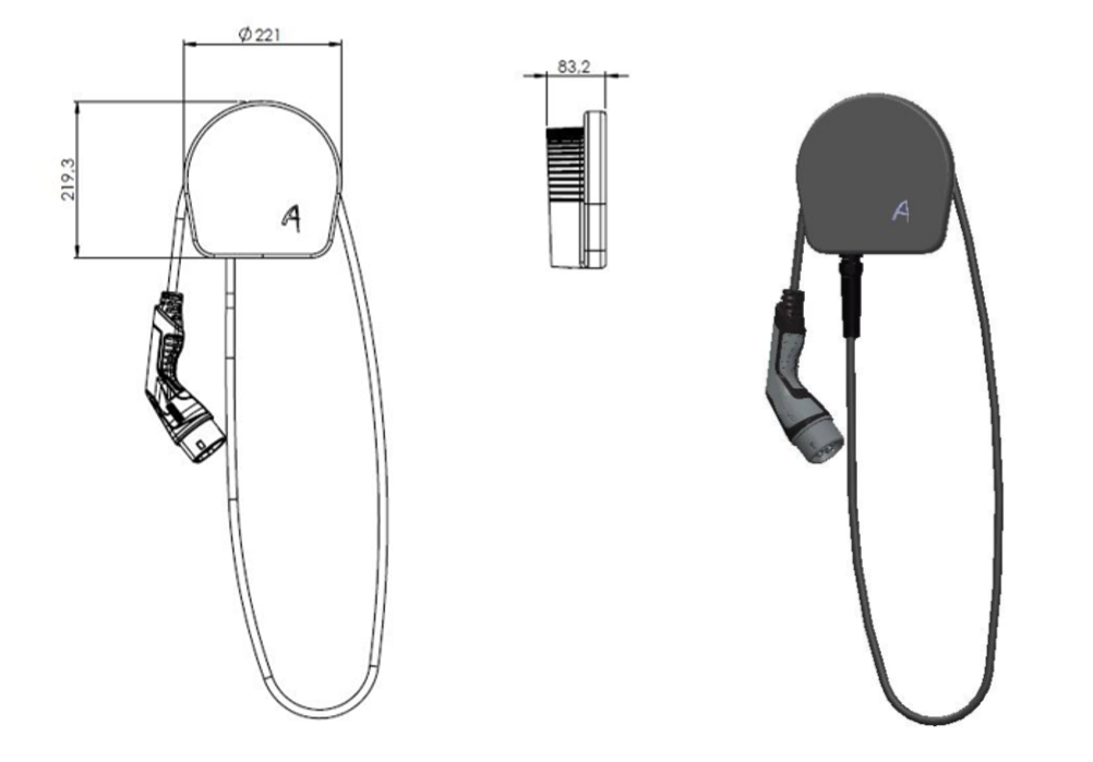 Alphatec AC Wallbox Mini 1x11kW, 5m Kabel, Plug & Play