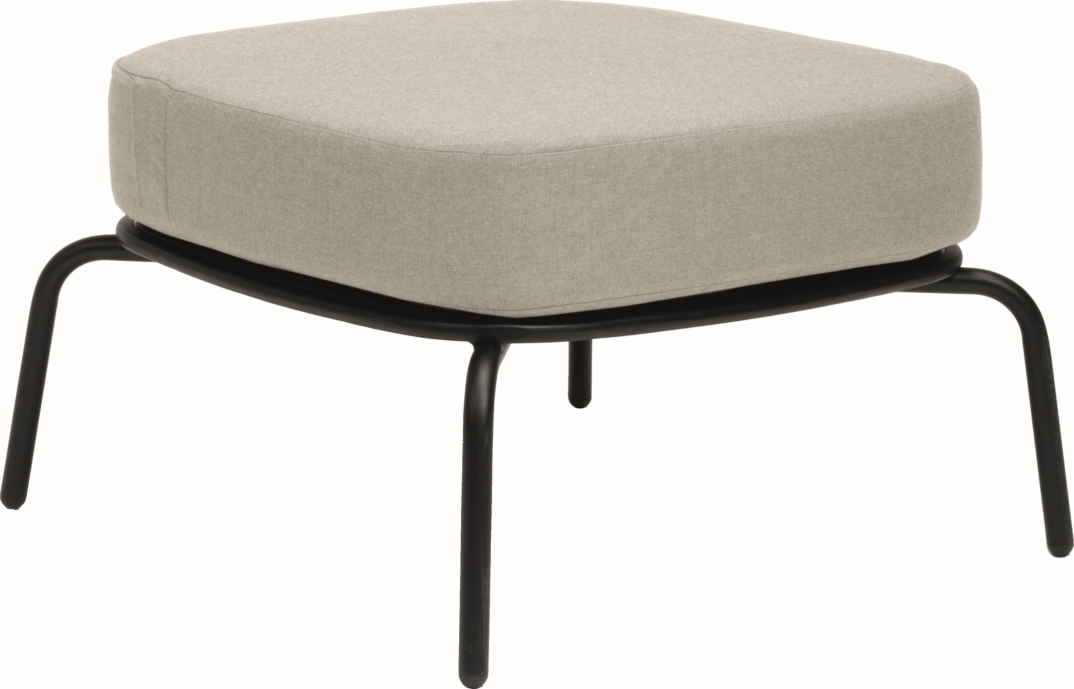 STERN Lounge-Hocker Odea Aluminium schwarz matt Kissen Outdoorstoff cream