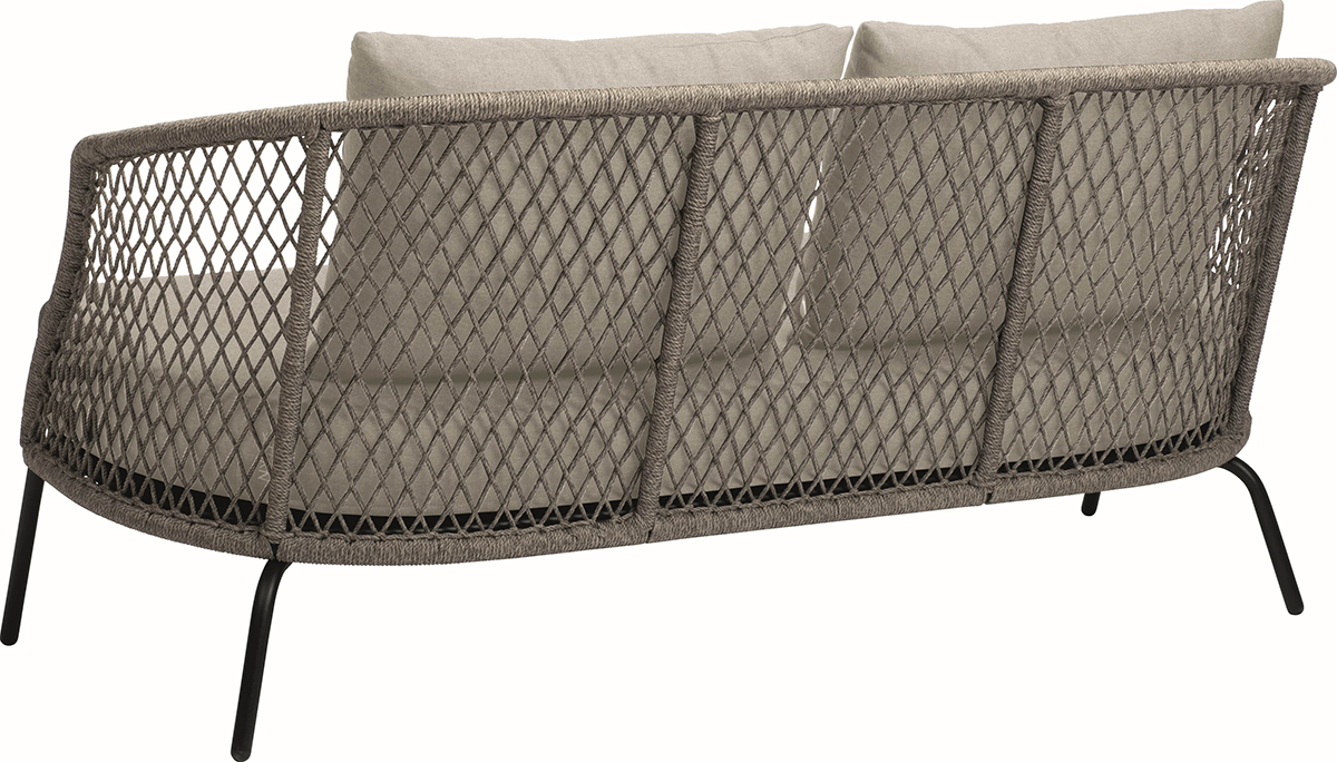 STERN Lounge-Sofa ODEA Aluminium schwarz matt/Kordel salt/Kissen Outdoorstoff cream STERN Lounge-Sofa ODEA Aluminium schwarz matt/Kordel salt/Kissen Outdoorstoff cream