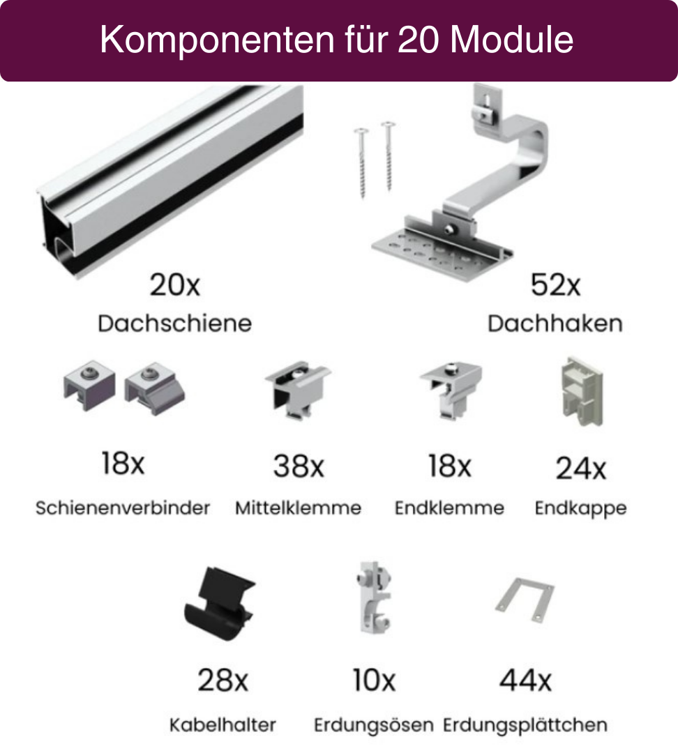 Clenergy Unterkonstruktion | Schrägdach | Standardhaken
