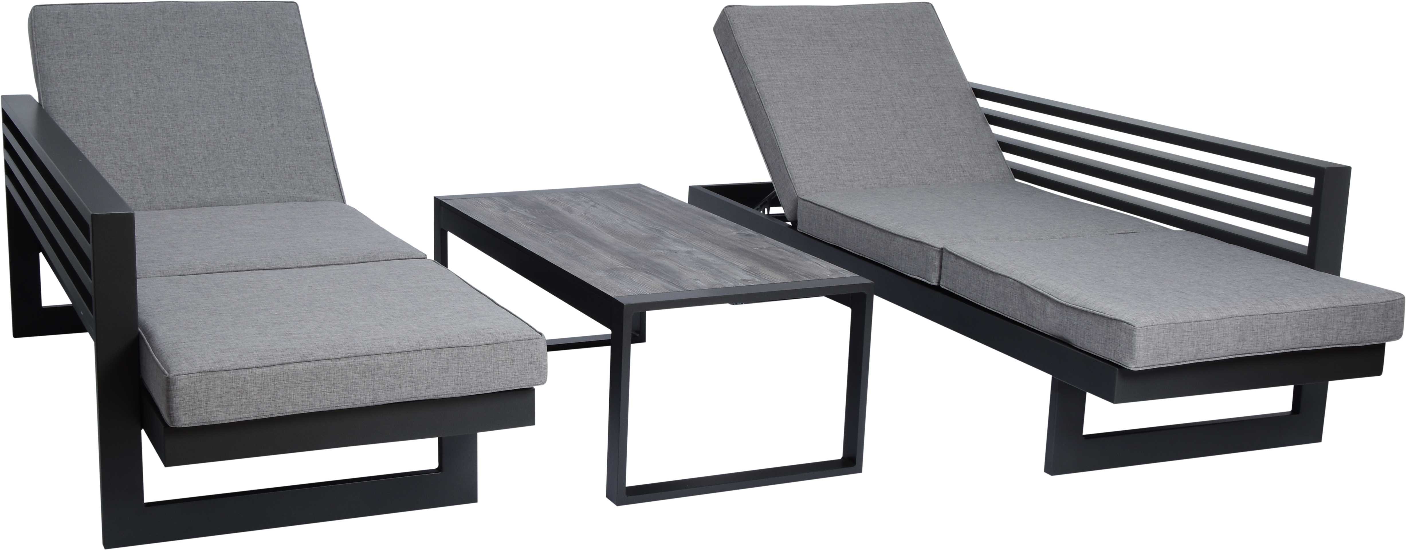 STERN Lounge/Liege NEW HOLLY Aluminium anthrazit Textilen silber/Kissen 100% Polyacryl seidengrau STERN Lounge/Liege NEW HOLLY Aluminium anthrazit Textilen silber/Kissen 100% Polyacryl seidengrau